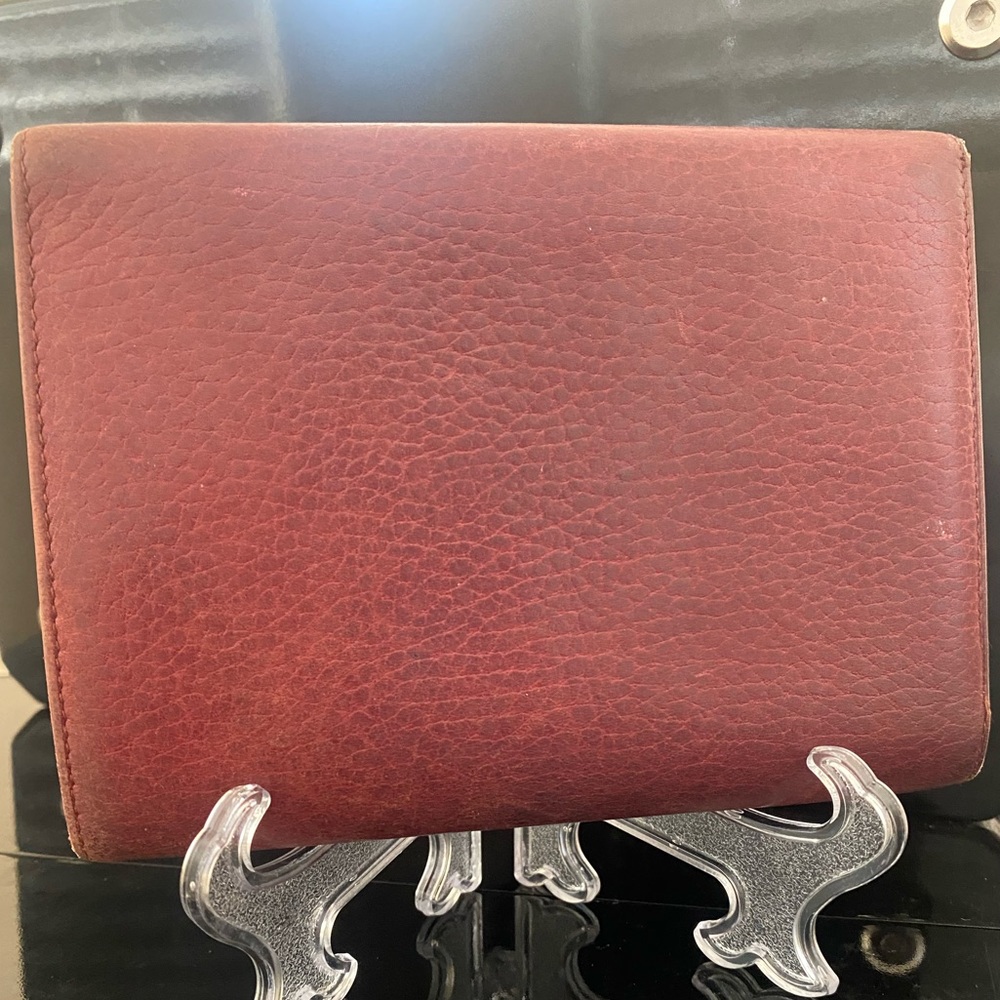 CARTIER MASON FOLDING KISS-LOCK WALLET MASTRIN BORDEAUX LEATHER - Picture 2 of 11
